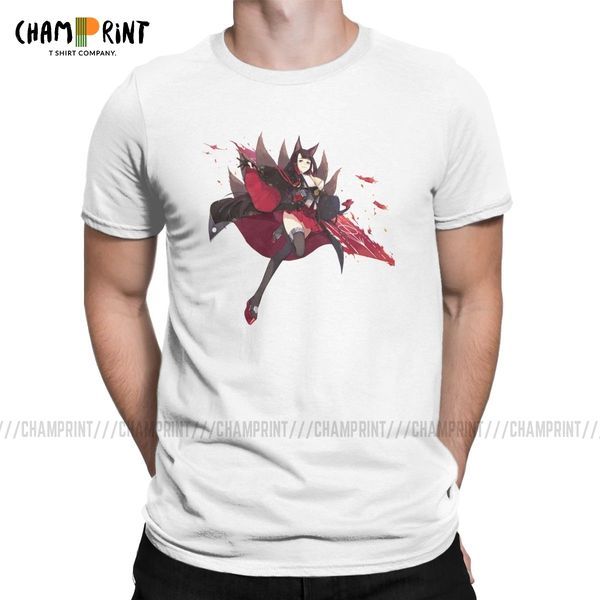 

vintage akagi t-shirts men crewneck cotton t shirt azur lane ocean war game short sleeve tee shirt plus size clothes