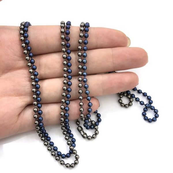 

3mm charm diy necklace decorative men women pendant material jewelry making pure titanium bead chain bracelet accessories ball, Silver