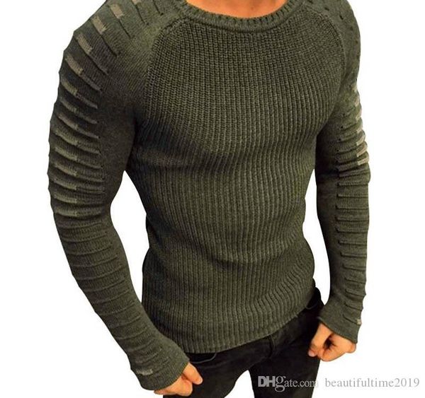 

autumn winter sweater men 2018 newarrival casual pullover men long sleeve o-neck patchwork knitted solid sweaters size -3xl 03, White;black