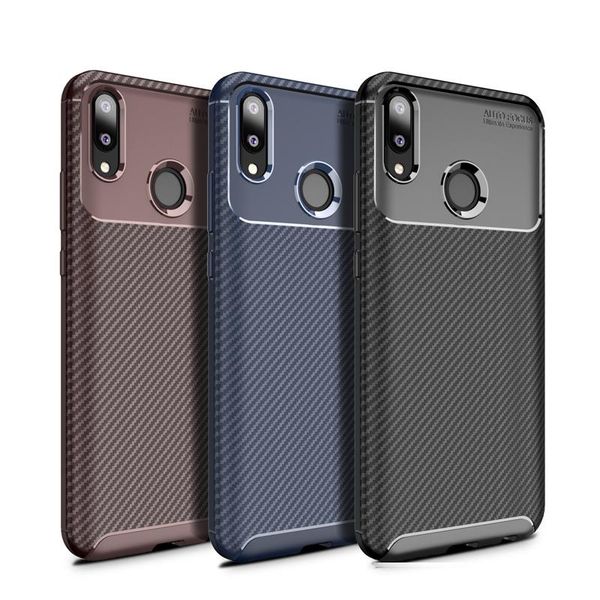 

carbon fiber texture skin phone case for huawei y9 soft silicone tpu ultra slim thin shock-proof armor phone cover