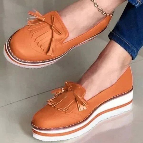 

plus size 35-43 women loafers wedges slip on platform shoes fringed woman oxford shoes black casula zapatos mujer 8085l