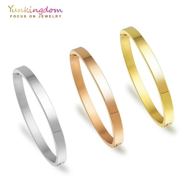 

yunkingdom stainless steel bracelets & bangles for women titanium steel bangles three colors gold ladies, Black