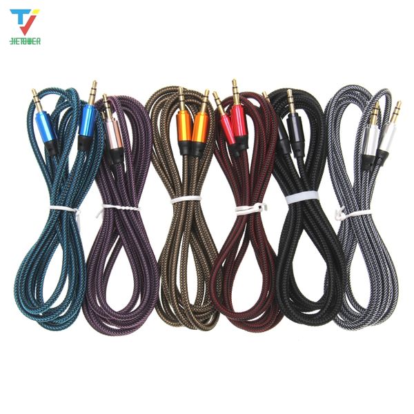 

100pcs/lot 3.5 jack aux cable 3.5mm car fishnet audio cable 1.8m gold plated jack male to male speaker cables for headphone speaker
