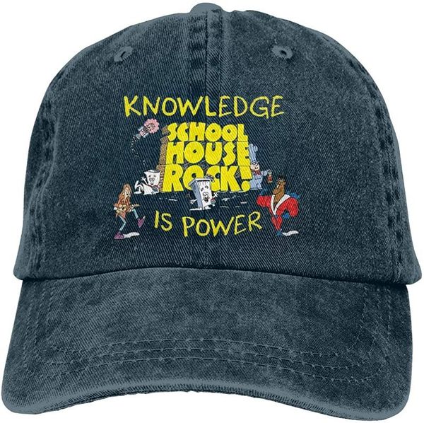 

knowledge is power schoolhouse rock cowboy hat adjustable casquette fashion cap black, Blue;gray