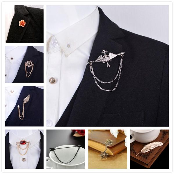 

pins, brooches crystal brooch tassel collar long chain open shirt pin shawl buckle jewelry wholesale for women gift, Gray