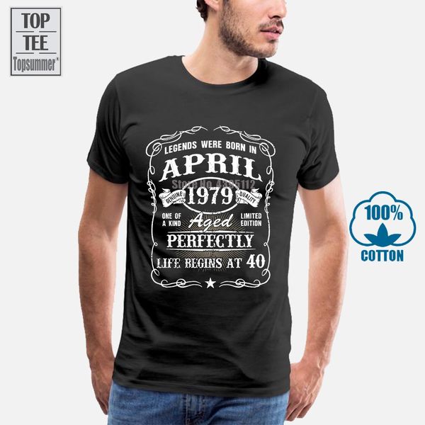 

родился в апреле 1979 40th дня рождения футболка с коротким рукавом fit crew neck проектирование формальное мода прохладный весна shirt