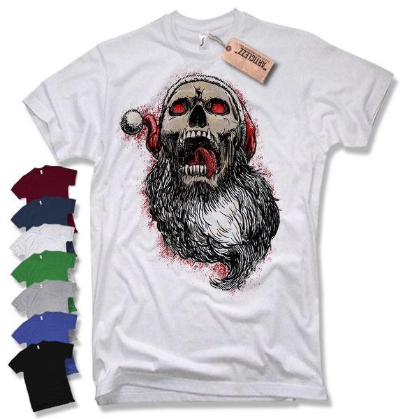 

2019 summer tee shirt bad santa t-shirt weihnachten weihnachtsmann merry christmas skull totenkopf custom t-shirt