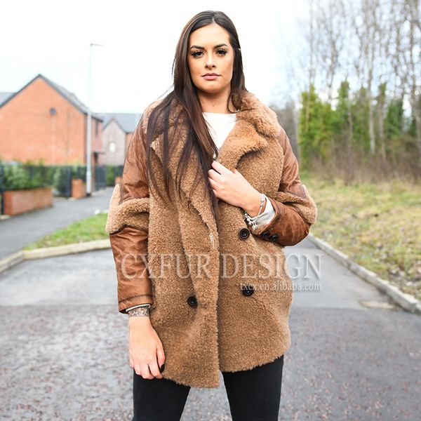 

cx-g-t-08 2020 new 100% real sheep fur jackets overcoat for winter, Black;brown