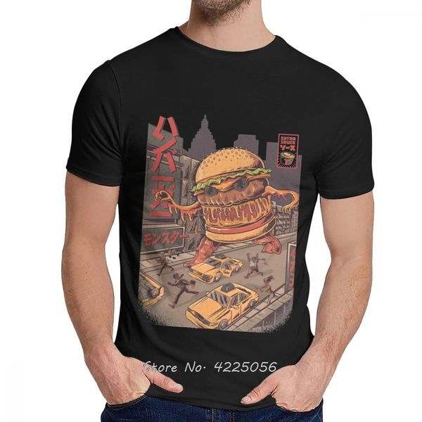 

men t-shirt burgerzilla japan anime great geek o-neck cotton hip hop short sleeve tshirt funny tees