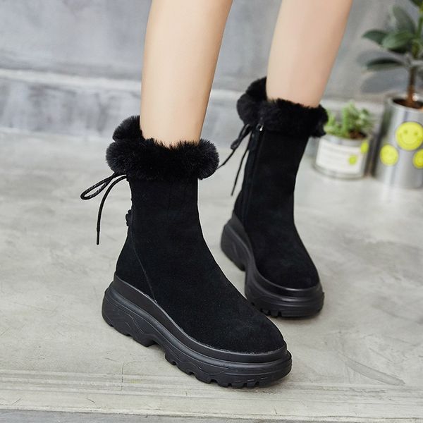 

swonco black shoes winter snow boots women genuine leather sneakers platform 2020 new female causal shoes ankle boots with fur