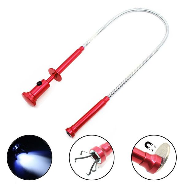

flexible pick up tool ( net + 4 claw + led light ) netic long spring grip home toilet gadget sewer cleaning pickup tools-r