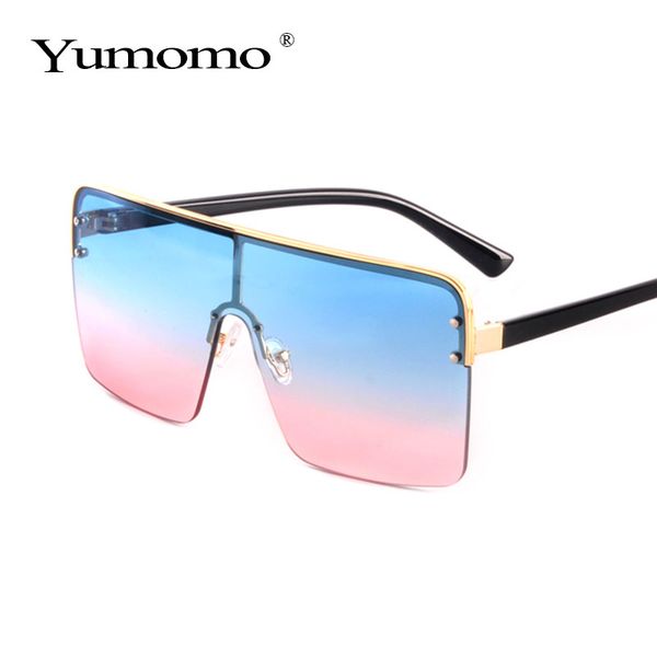 

fashion oversized square sunglasses women 2020 brand designer vintage gradient blue pink sunglasses for women men eyewear uv400, White;black