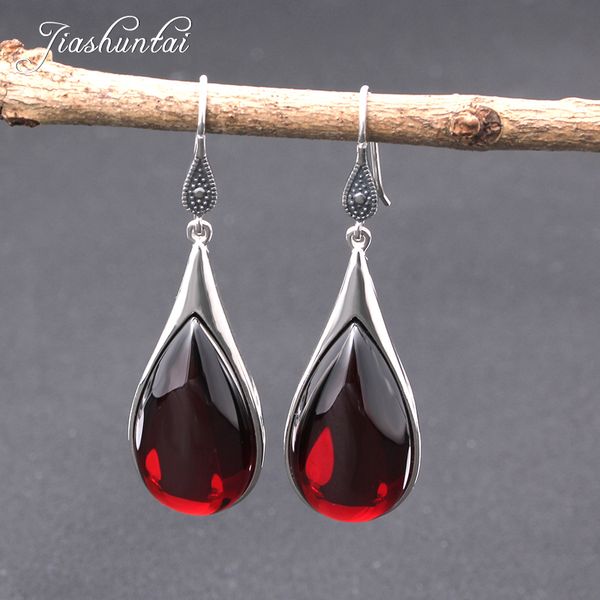 

jiashuntai 100% 925 sterling silver natural stones earrings for women vintage earring female thai silver jewelry