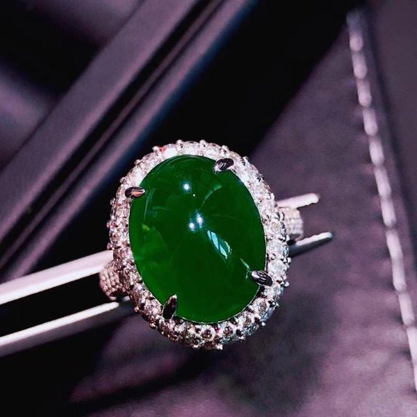 

h717 emerald ring 9.5ct pure 18 k gold jewelry nature green emerald diamond female rings for women fine ring, Golden;silver