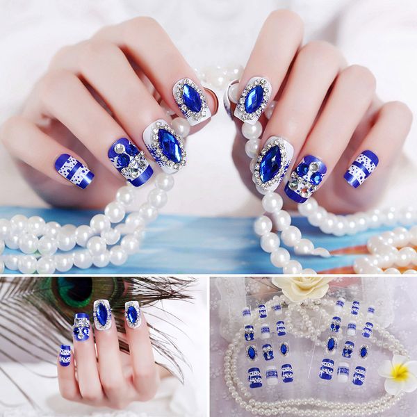 

false nails 24 piece boxed bridal nail patch art finished fake sk88, Red;gold