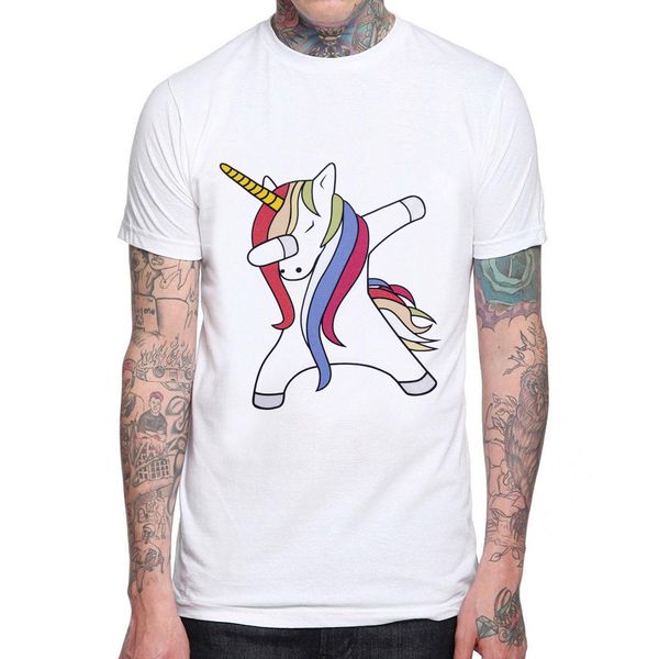 

2019 hip hop unicorn design men t-shirt cotton funny pony dancing printed mens t shirts hipster short sleeve casual man tee