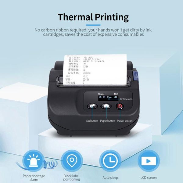 

multi-function portable thermal printer label printer wireless bt mobile label receipt thermal line us eu plug