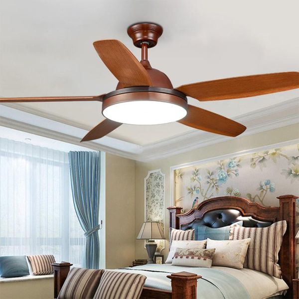 

5 blades industrial ceiling fan lamp american 56 inch dimming fans light simple wooded indoor restaurant lighting 110v/220v