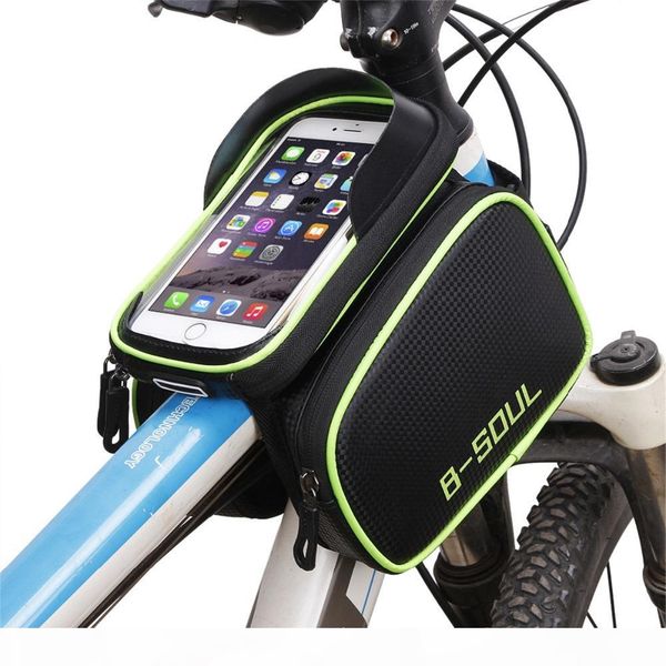 

b - soul bicycle frame for head tube waterproof bike bag & double pouch cycling for 6.2 in mobile phone bicycle accessories
