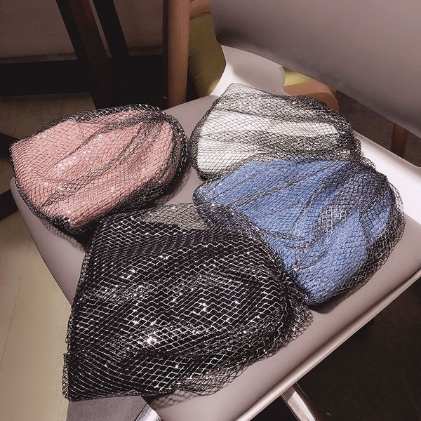 

beanie/skull caps autumn winter all match black mesh skullies hats women kknitted beanies hat bonnets korea street fashion warm 4 color, Blue;gray