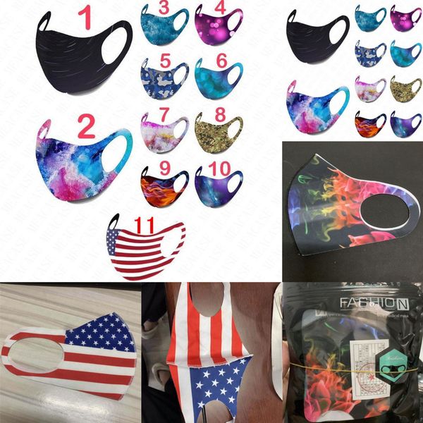 

2021face flag summer tie-dye printed camouflage mask fashion breathable dustproof protec xwws