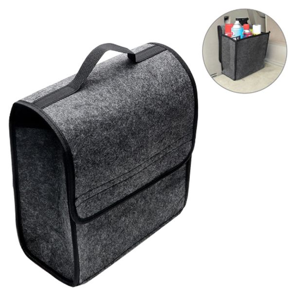 

car soft woolen felt car trunk organizer storage box bag fireproof multi-use foldable stowing tidying bag