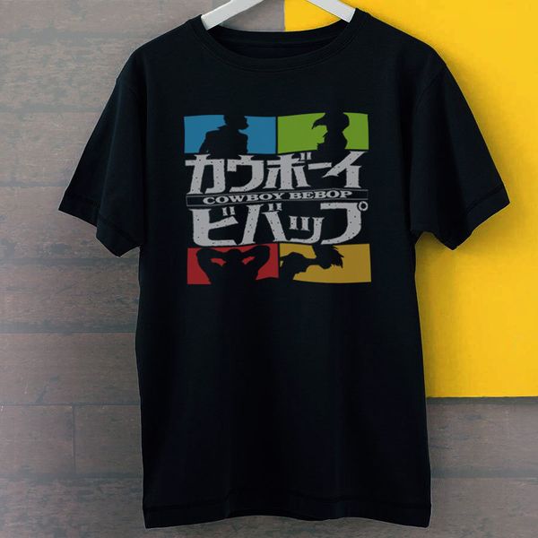

2019 fashion short creative printed spike spiegel faye jet cowboy bebop sillhouette new black tees t-shirt s-3xlsummer t-shirt