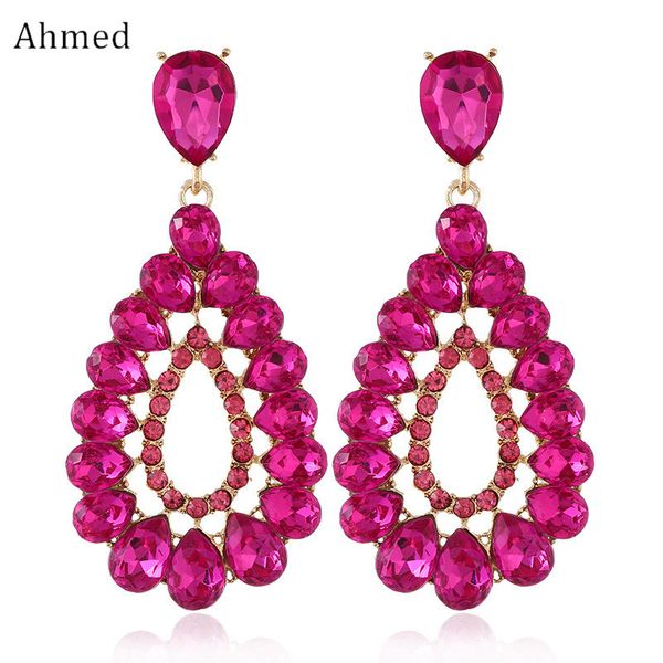 

ahmed spring style fashion crystal rhinestone water drop earrings for women new design shine dangle earring jewelry bijoux, Silver