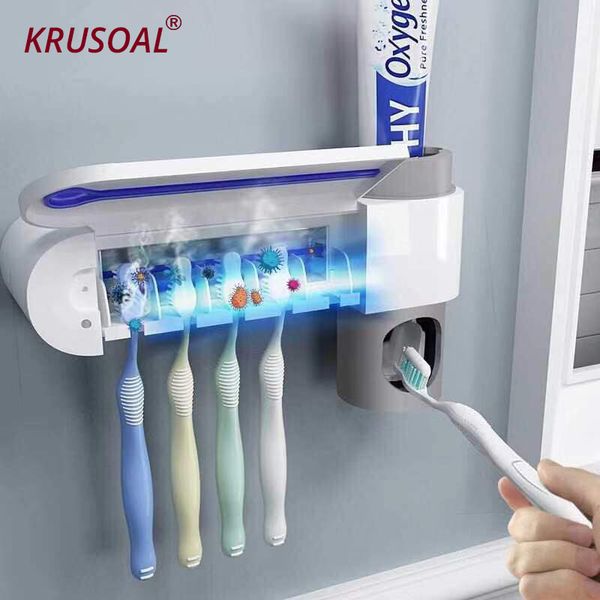 

uv disinfection antibacteria toothbrush holder automatic toothpaste dispenser sterilizer health home bathroom accessories set t200506