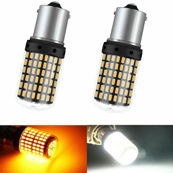

2pcs 1156 ba15s p21w led canbus bulbs 3014 144 smd no error led auto car turn signal light brake lamp white yellow no flash 12v