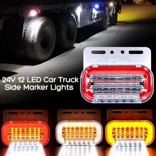 

1pcs 24v 12 led car truck side marker lights car external lights signal indicator lamp warning tail light 3 modes trailer lorry