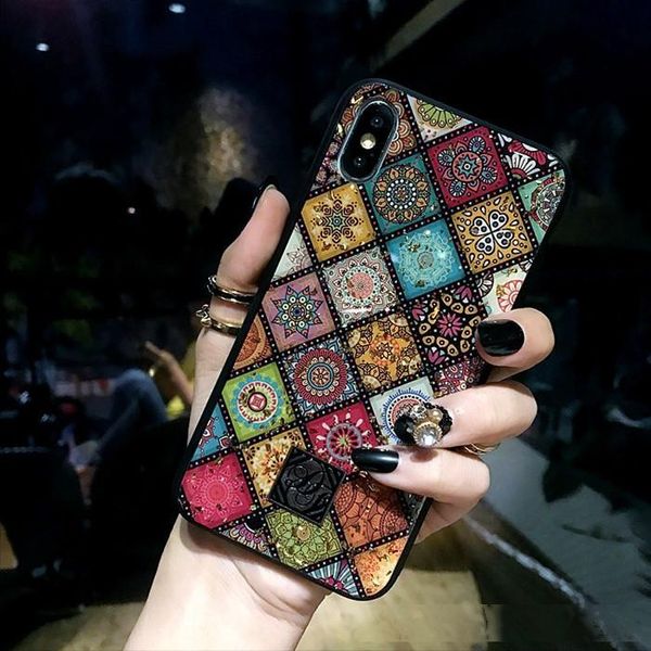 

bling glitter phone cases for iphone x 8 7 6 6s plus gold foil soft silicone cover for iphone xs max xr retro flower case