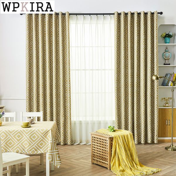 

moderm curtain for living room geometric yellow lattice shade curtain for bedroom drape fabric window blinds s513#40
