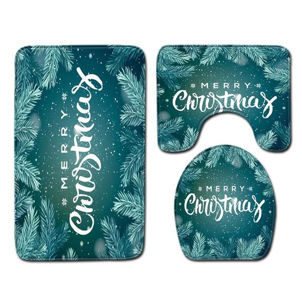 

bath mats 3pcs/set vintage cartoon print anti-slip bathroom floor mat home decor shower non-slip rug door christmas