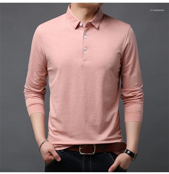 

lapel mens t-shirts cotton casual long sleeve tees solid color autumn men designer sweatshirts casual clothes, White;black