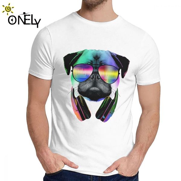

fashion music lover pug v homme tee shirt for man slim cotton short sleeve round collar
