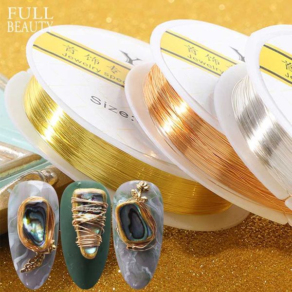 

nail art decorations 18m gold copper wire metal stripes line diy craft charms designs jewelry manicure accessories tips ch1541, Silver;gold