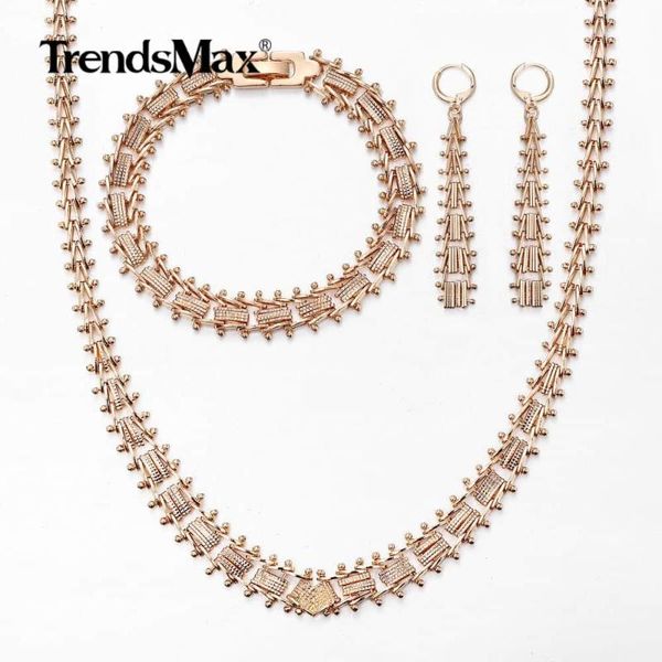 

jewelry set 585 rose gold for women girls necklace bracelet earrings geometric spicate chain strand wedding jewelry gift cs12, Silver