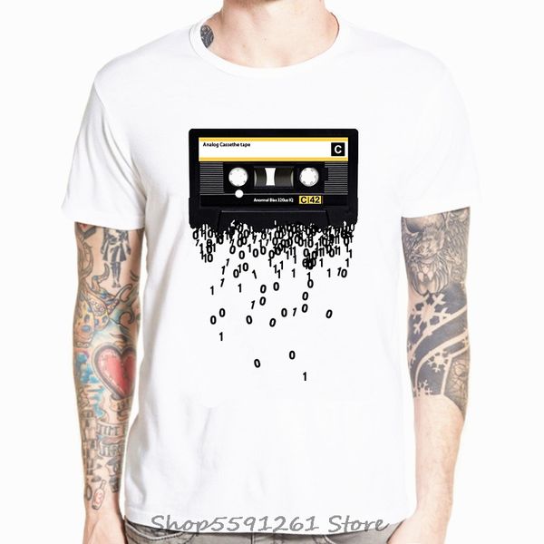 

retro cassettes printed t-shirt men's funny creative 80's music the death of the cassette tape tshirt casual tees