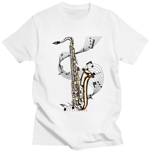 

classic fashion saxophone tshirt men short-sleeve sax lover t-shirt saxophonist gift summer tee cotton music shirt merchandise