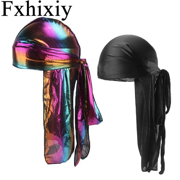 

beanie/skull caps silk laser satin bandana hat extra long tail durag doo rag biker headwrap headwear hair accessories, Blue;gray