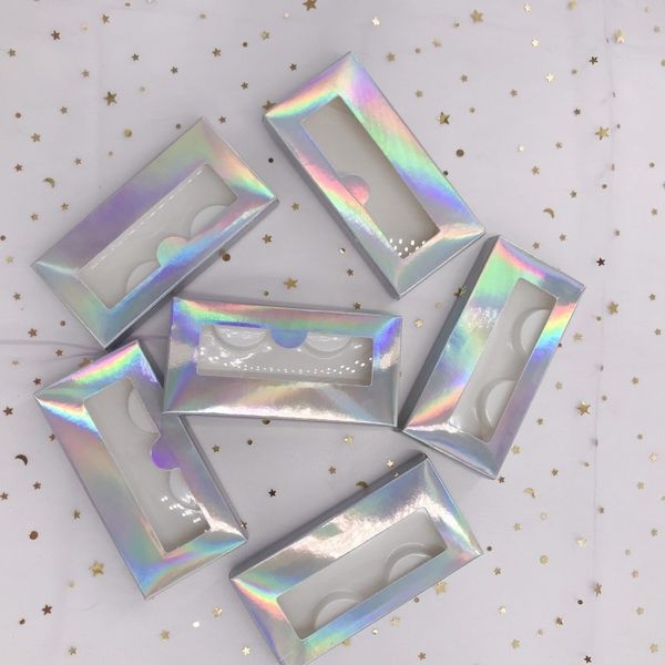 

false eyelashes empty holographic lashes box with tray pretty good quality no fold soft cardboard boxes