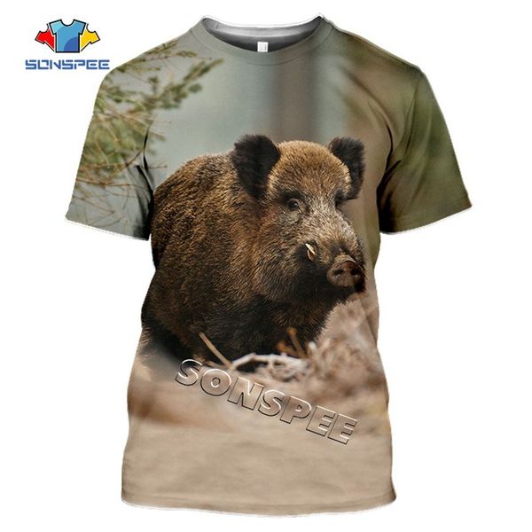 

summer hunting wild boar animals 3d print shirts anime kawaii humor men clothing