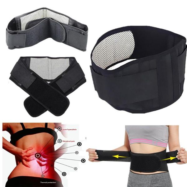 

self-heating waist belt adjustable tourmaline magnetic therapy lumbar support back waist support brace double banded aja lumbar, Black;gray