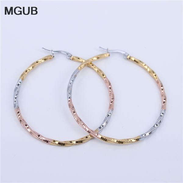 

3 sizes big circles hoop earrings for women statement three colors round circle loop earring party gift lh731, Golden;silver