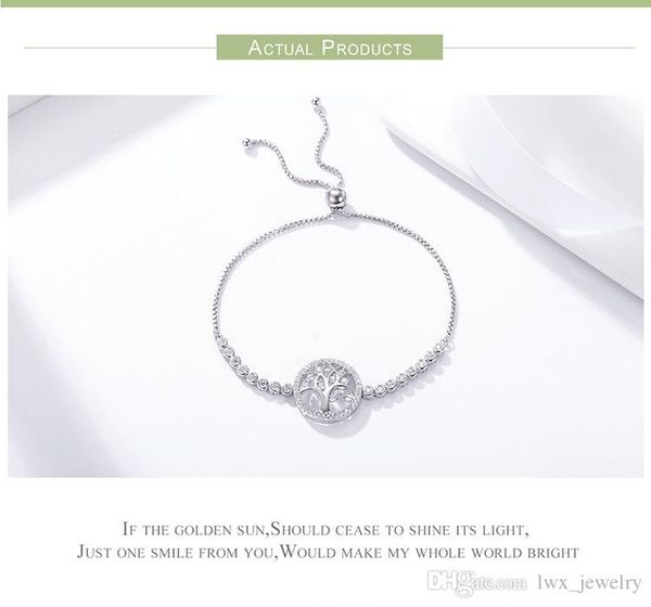 

christmas bracelets 925 sterling silver brilliant tree of life tennis bracelet women adjustable link chain bracelet jewelry002, Golden;silver