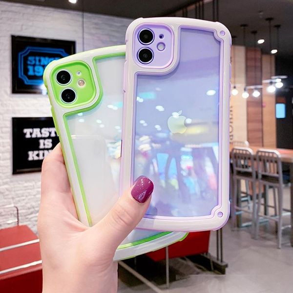 

candy color clear phone case for iphone 11 pro max x xr xs max 6 6s 7 8 plus shockproof bumper silicone frame transparent cover