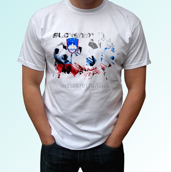 

2020 fashion short sleeve black 100% cotton slovenia flag white t shirt soccers style design tee shirt men clothing