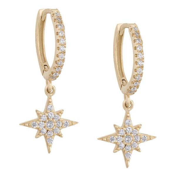 

lozrunve awaiian jewelry wholesale gold 925 silver crystal cz stone star drop earring, Golden;silver