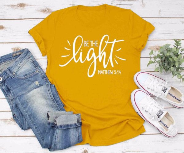 

women's t-shirt be the light christian shirts jesus fashion aesthetic streetwear faith hope love tshirt women cotton drop, White